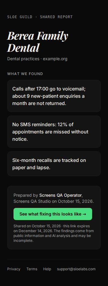 Shared report — mobile screen